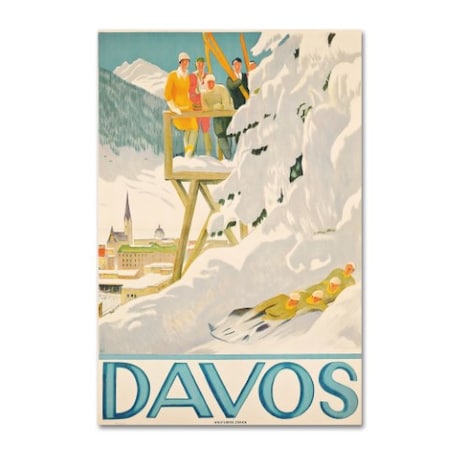Vintage Apple Collection 'Davos Skiing' Canvas Art,22x32